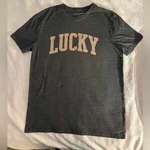 Lucky Brand “Lucky” tshirt men’s sz Med Heather Grey short sleeve